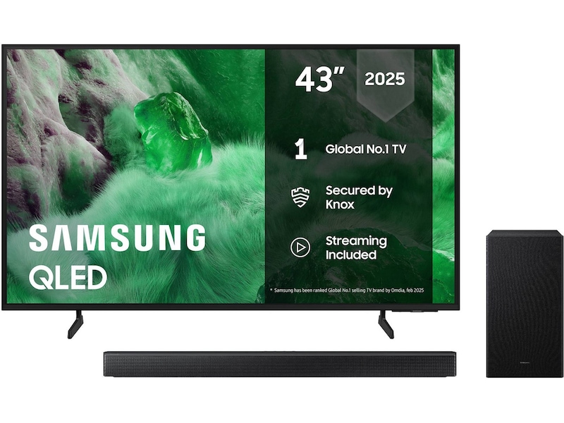 Samsung 43" Q7F2 QLED 4K Smart TV (2025) + Soundbar 20 - 49 tommer TV