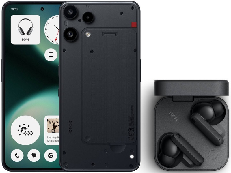 Nothing Phone (3a) Lite 128GB (sort) + Buds Mobiltelefoner