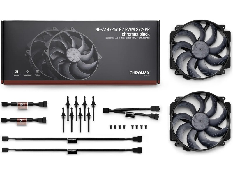 Noctua NF-A14x25r G2 PWM Sx2-PP chromax.black blæser Blæsere