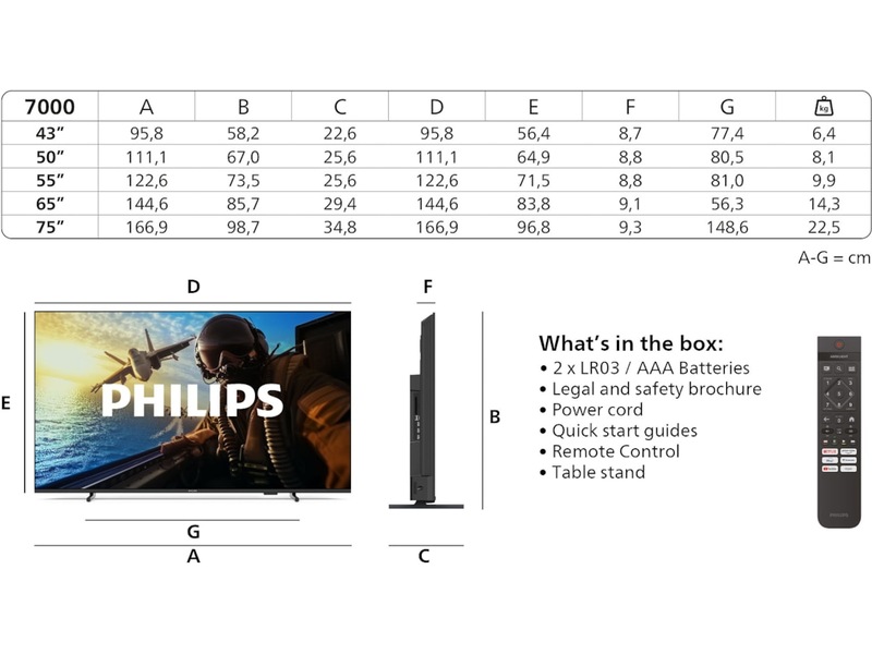 Philips 75" PUS7000/12 4K LED Smart TV (2025) + soundbar 60 - 69 tommer TV