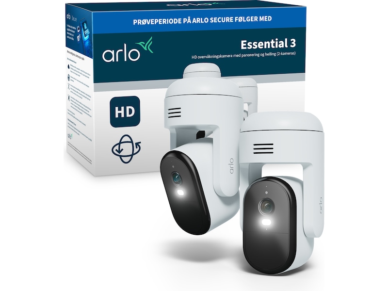 Arlo Essential 3 overvågningskamera HD PTZ 2-pack Overvågningskameraer