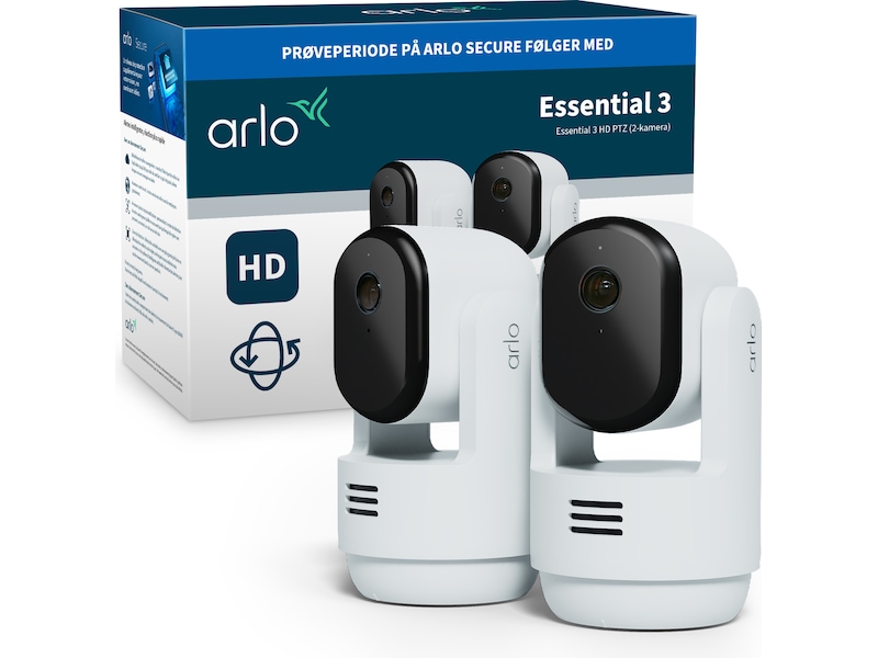 Arlo Essential 3 HD PTZ indendørs overvågningskamera 2-pakning Overvågningskameraer