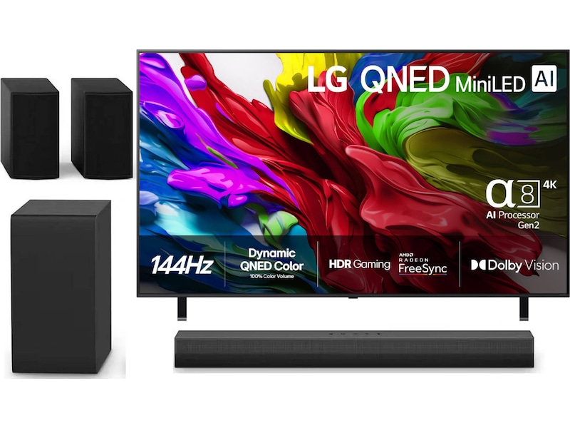 LG 65'' QNED85 evo AI MiniLED 4k smart-TV (2025) + soundbar 60 - 69 tommer TV