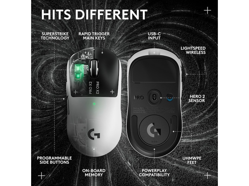 Logitech PRO X 2 SUPERSTRIKE trådløs gamingmus Gamingmus