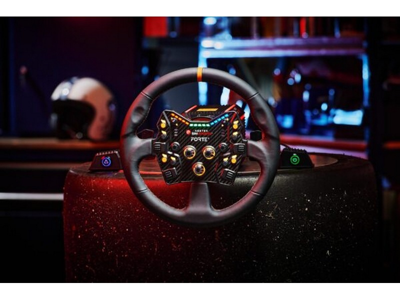 Asetek rund læderratkrans (sort) Rat og pedaler