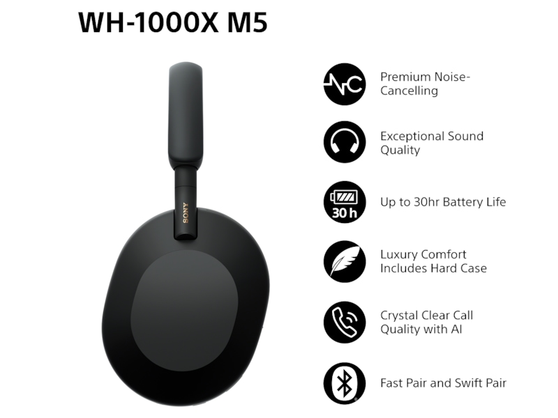 Sony WH-1000XM5 trådløse hovedtelefoner, over-ear (sort) + WF-510 ørepropper Høretelefoner
