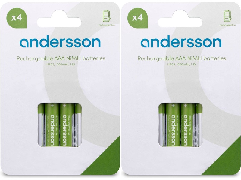 Andersson genopladelige AAA batterier, 2x4-pk Generelle batterier