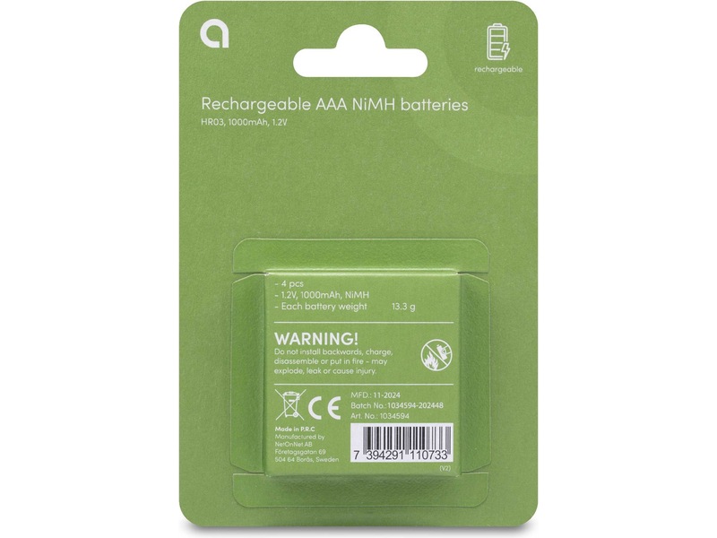 Andersson genopladelige AAA batterier, 2x4-pk Generelle batterier