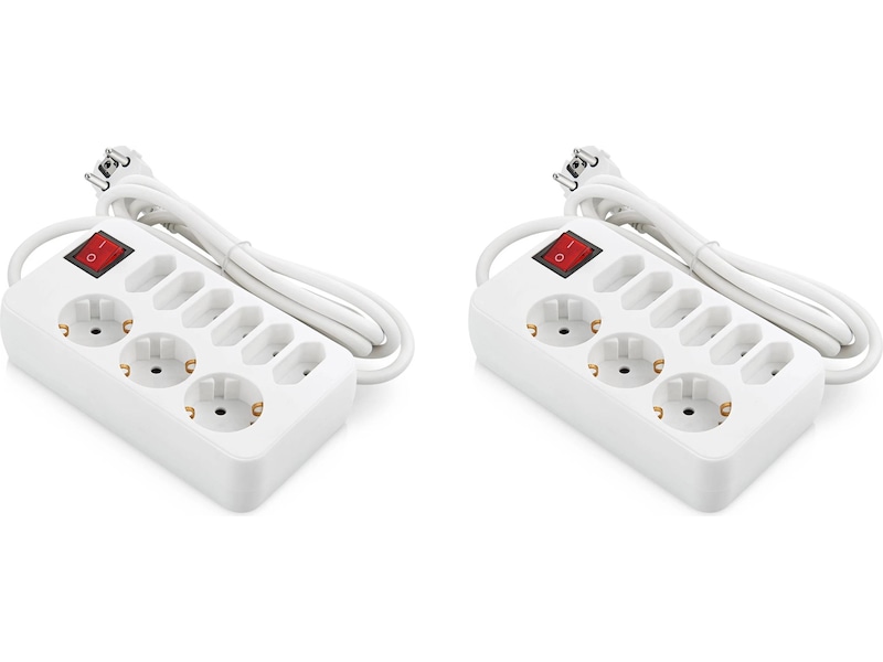 ON 9-vejs kompakt strømfordeler 2-pak Forlængerkabel & strømskinne