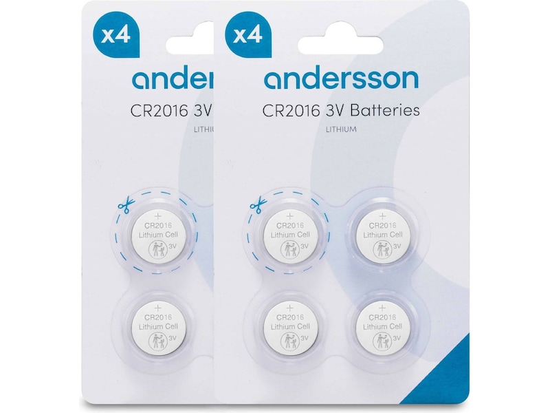 Andersson CR2016 lithiumbatteri, 2x4-pk Generelle batterier