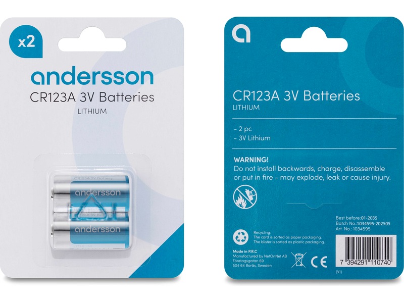 Andersson CR123A lithiumbatteri 2x2-pk Generelle batterier