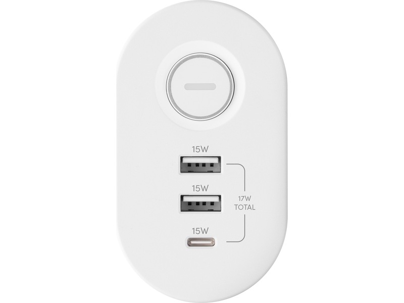 Andersson 6-i-1 stikdåse 3x udtag og USB m/skrivebordsbeslag 2-pak (hvid) Forlængerkabel & strømskinne