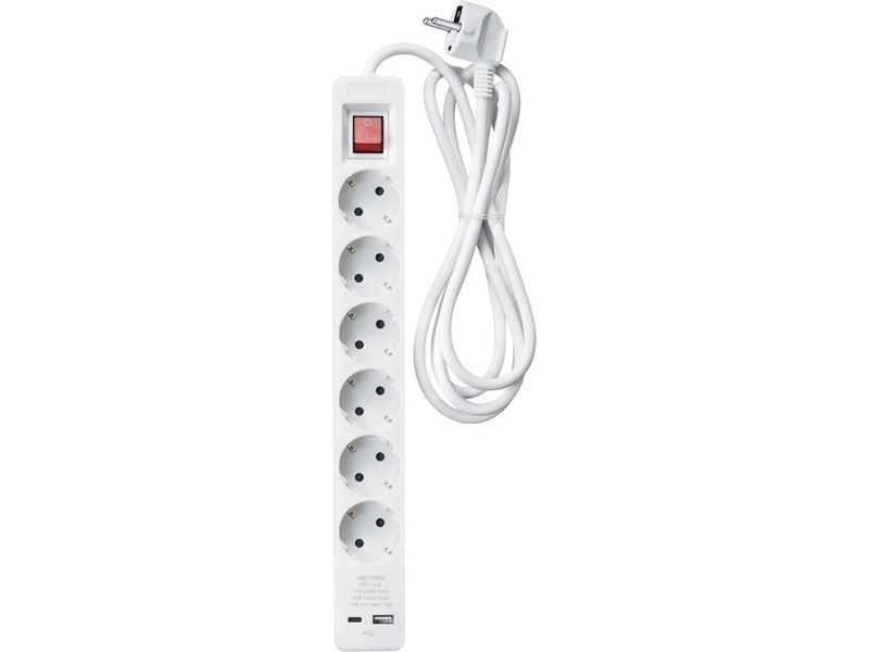 Andersson PWS-C2000 6-vejs stikdåse 3 m 2-pak Forlængerkabel & strømskinne