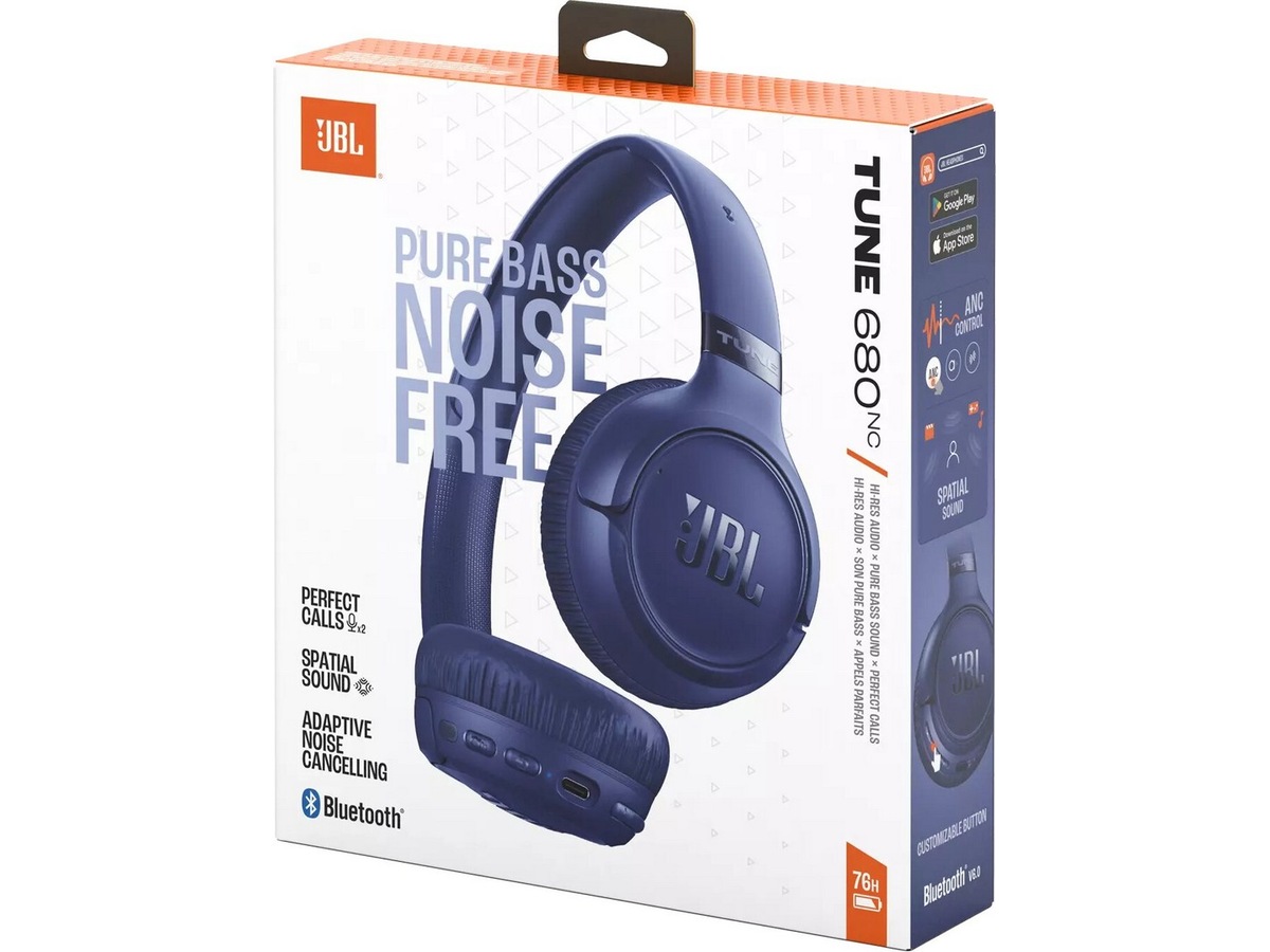 JBL Tune 680NC trådløse hovedtelefoner, On-Ear (blå) Høretelefoner