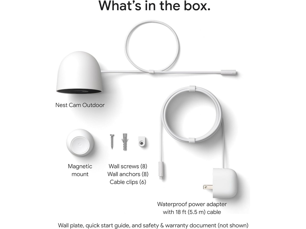 Google Nest Cam udendørs 2. gen (med ledning, hvid) Overvågningskameraer