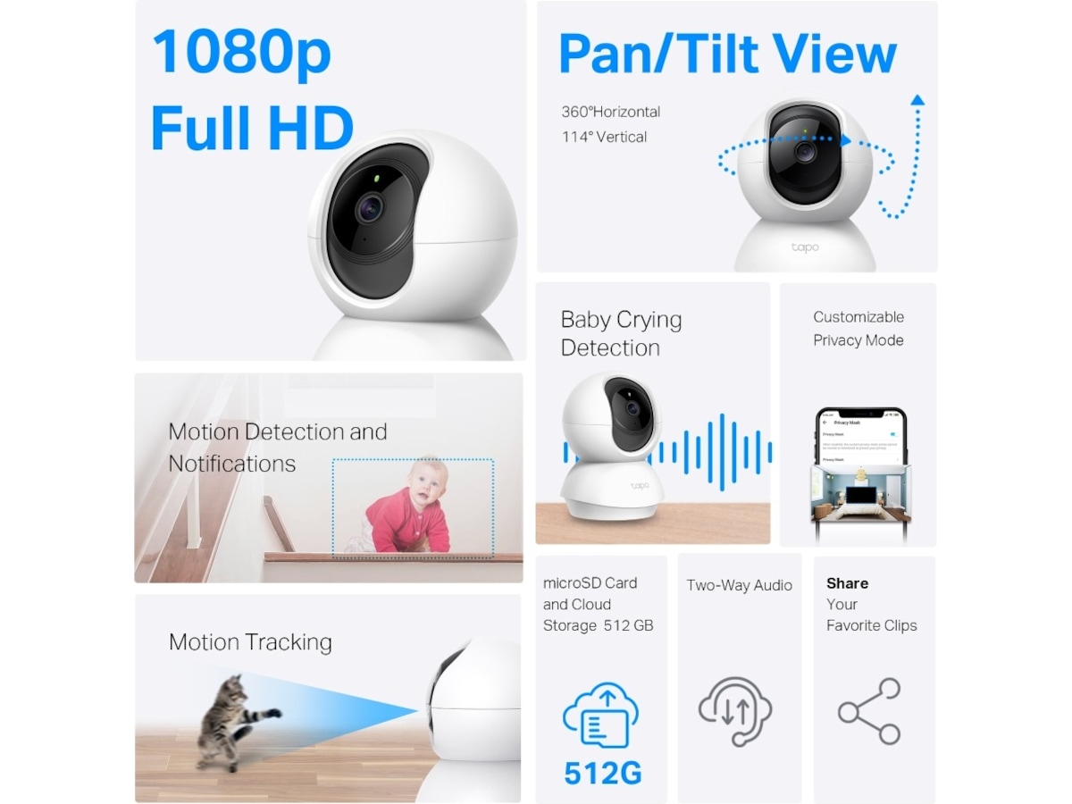 TP-Link Tapo C200 Overvågningskamera(hvid) Overvågningskameraer