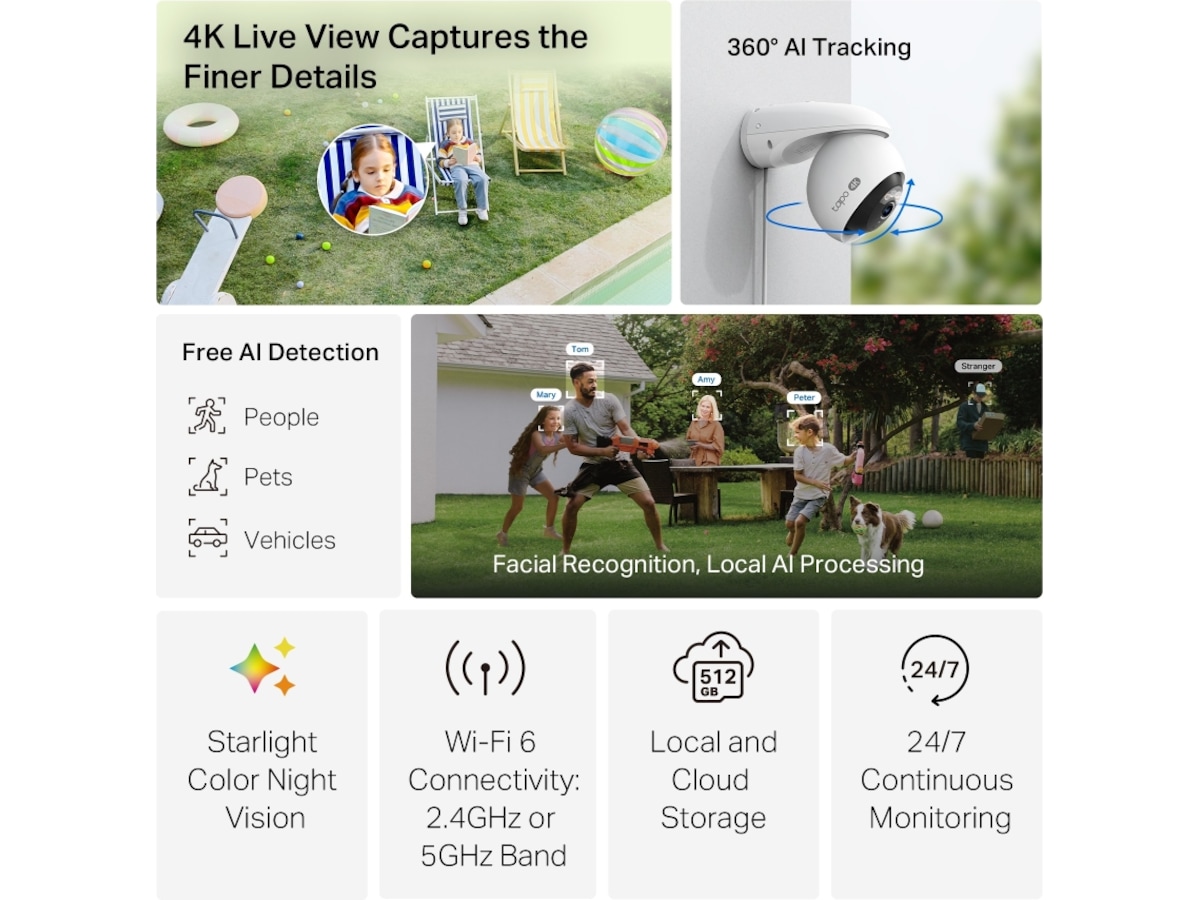 TP-Link Tapo C560WS 4K udendørs sikkerhedskamera Overvågningskameraer
