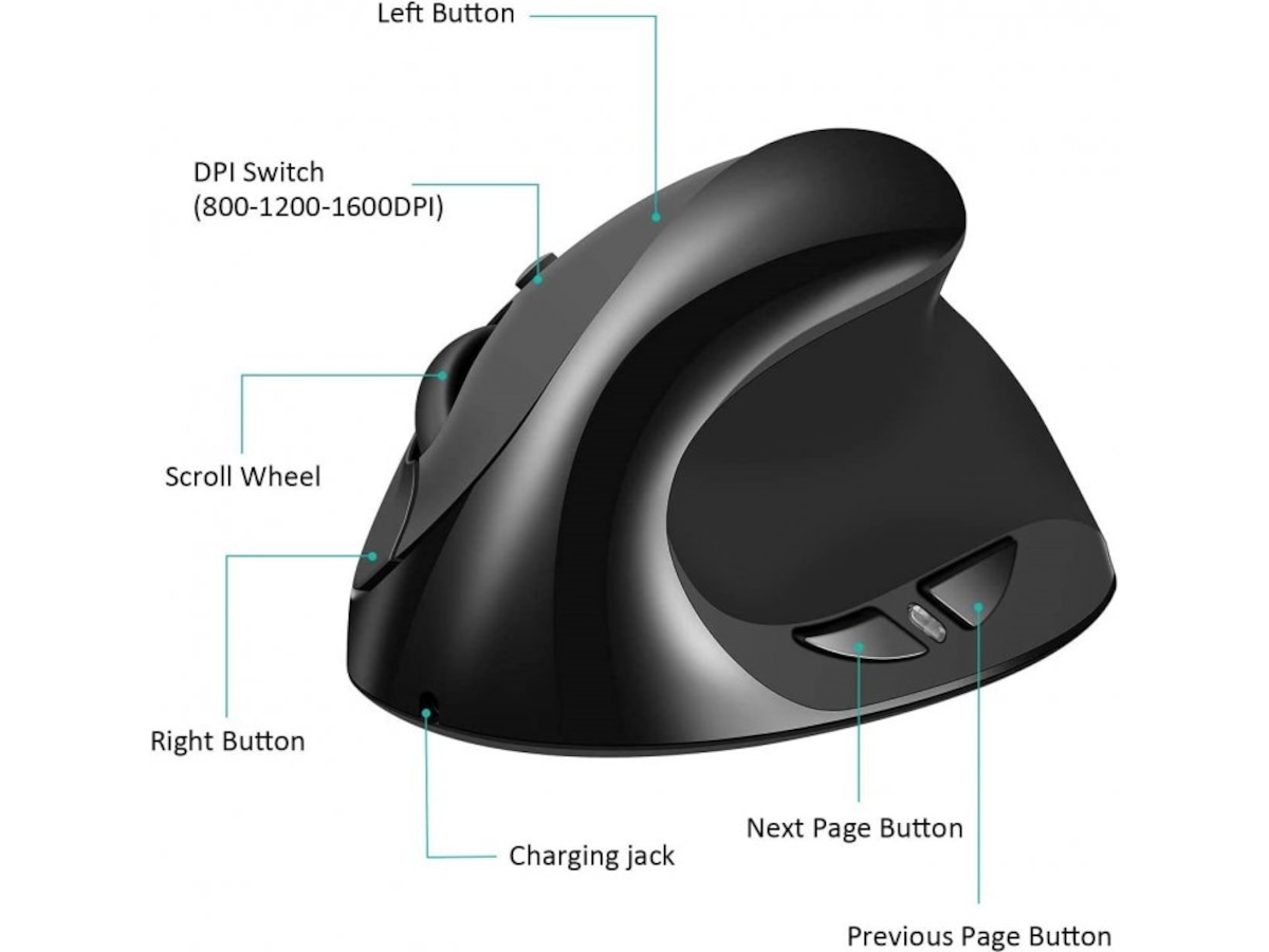 KENSON Vertical Mouse Comfi 2 trådløs mus (sort) Ergonomiske