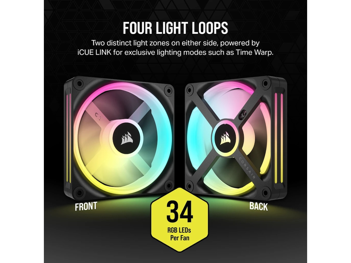Corsair iCUE LINK QX120 RGB 120mm Ventilator 3 pack (sort) Blæsere