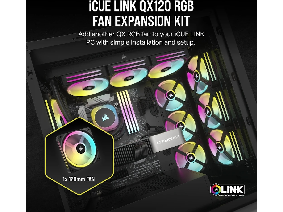 Corsair iCUE LINK QX120 RGB 120mm Ventilator (sort) Blæsere