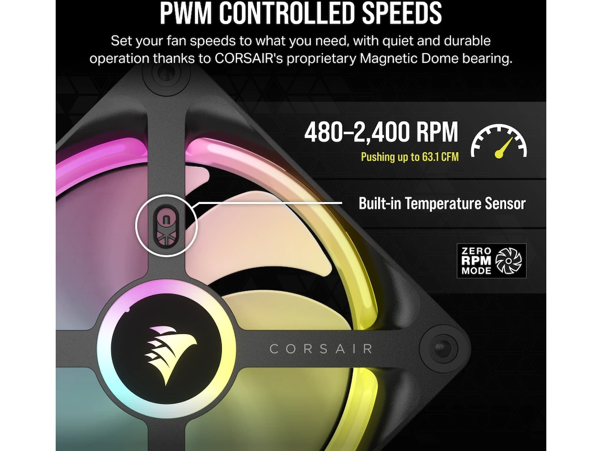 Corsair iCUE LINK QX120 RGB 120mm Ventilator (sort) Blæsere