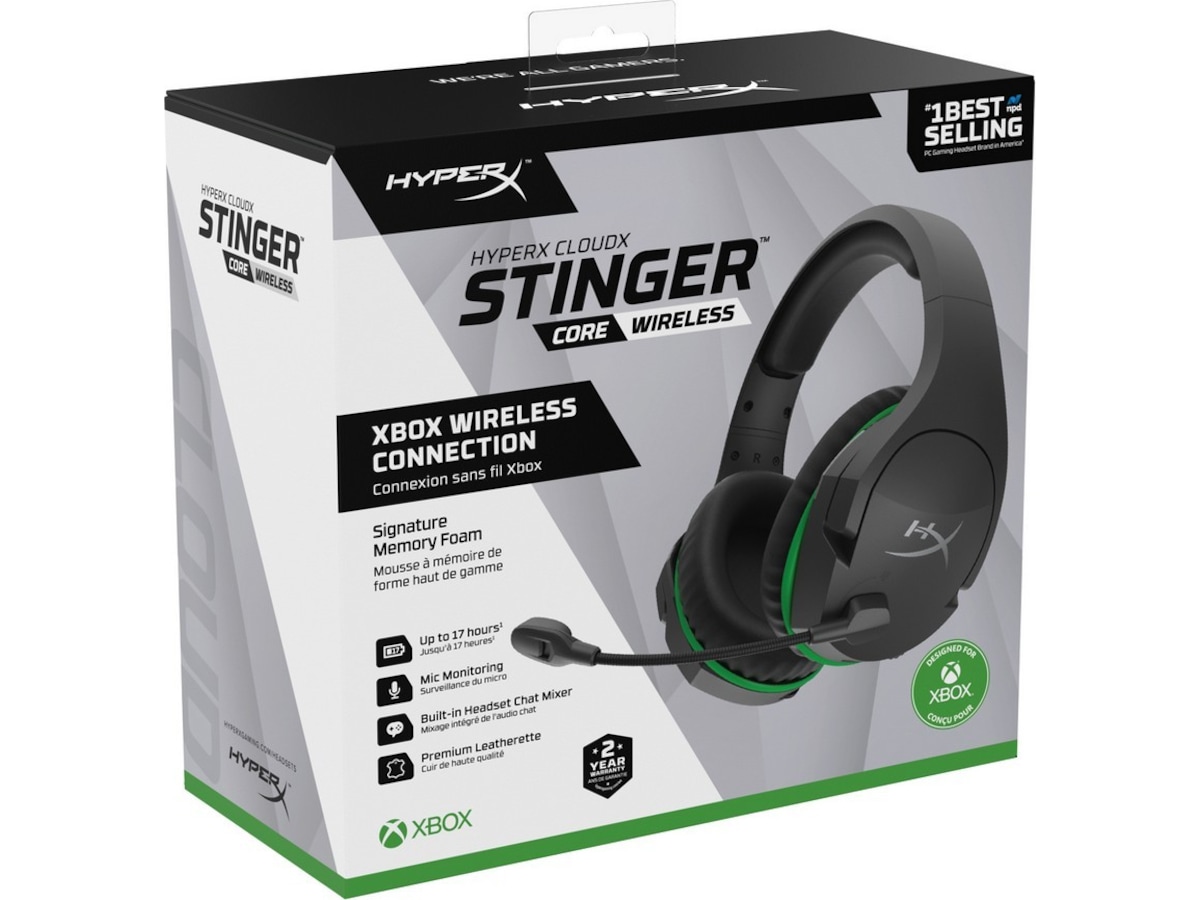 HyperX CloudX Stinger Core trådløst gaming headset til Xbox (grå/grøn) Gamingheadset