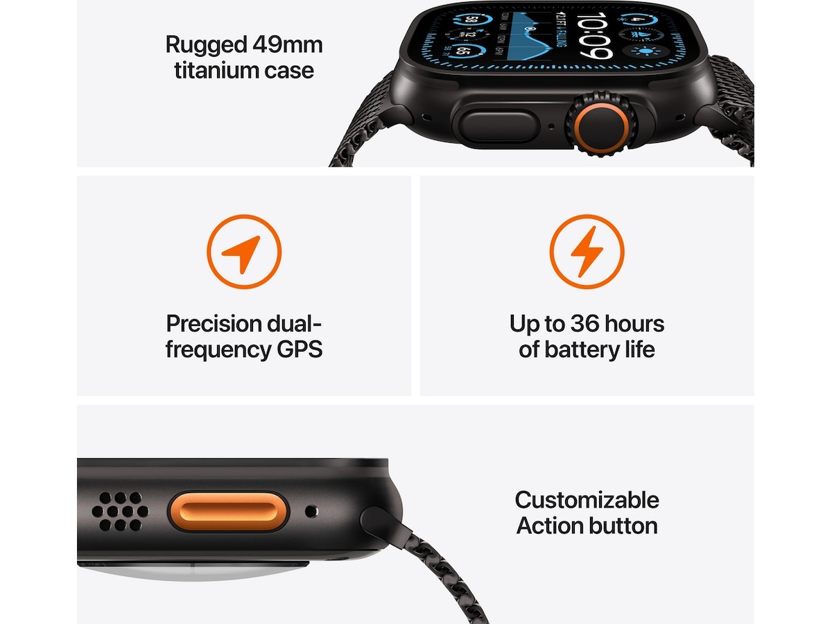 Apple Watch Ultra 2 49mm GPS + LTE Titan (sort) Smartwatches