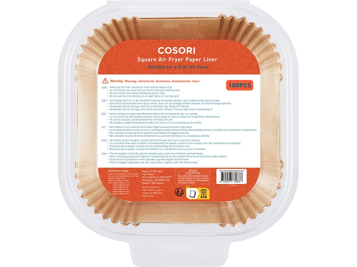 Cosori Airfryer Bagepapir Firkantet 100pk Tilbehør til airfryer