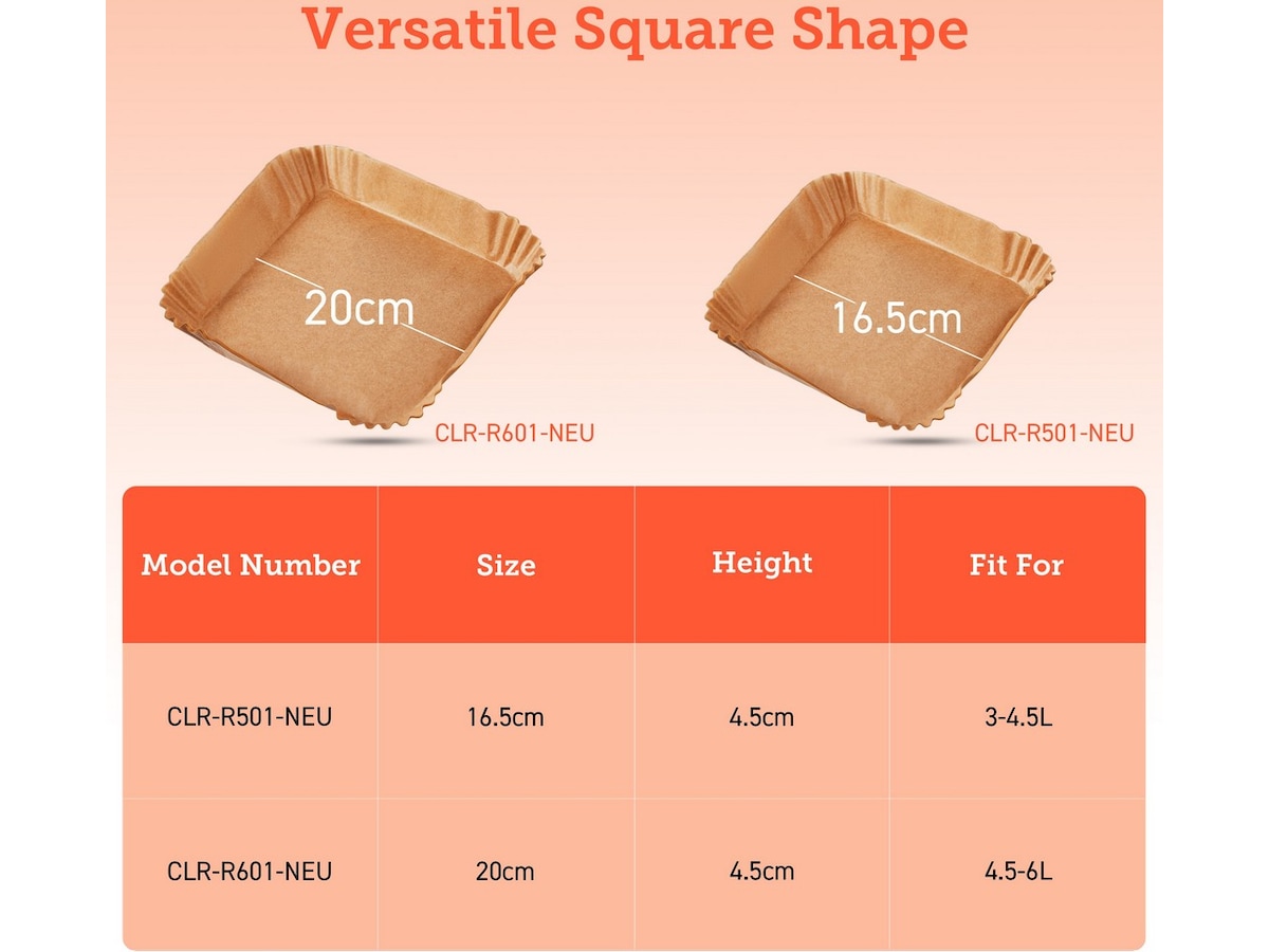 Cosori Airfryer Bagepapir Firkantet 100pk Tilbehør til airfryer