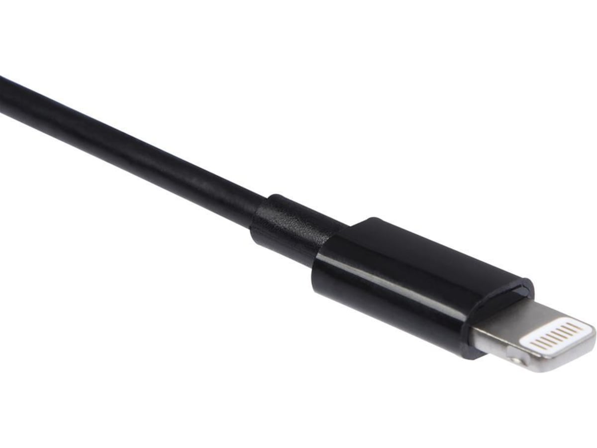 USB A 2.0 male to Lightning male kabel sort 2m USB-kabler