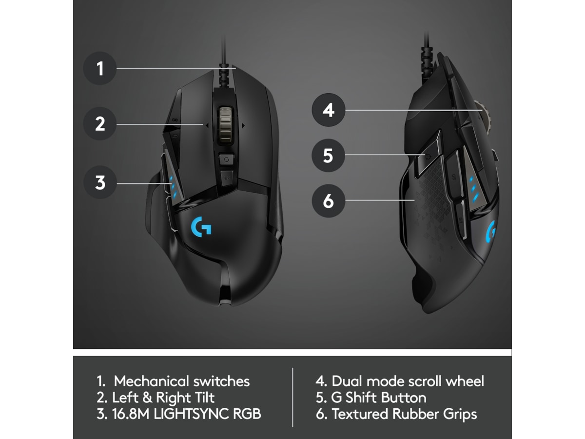Logitech G502 HERO Gamingmus (sort) Gamingmus