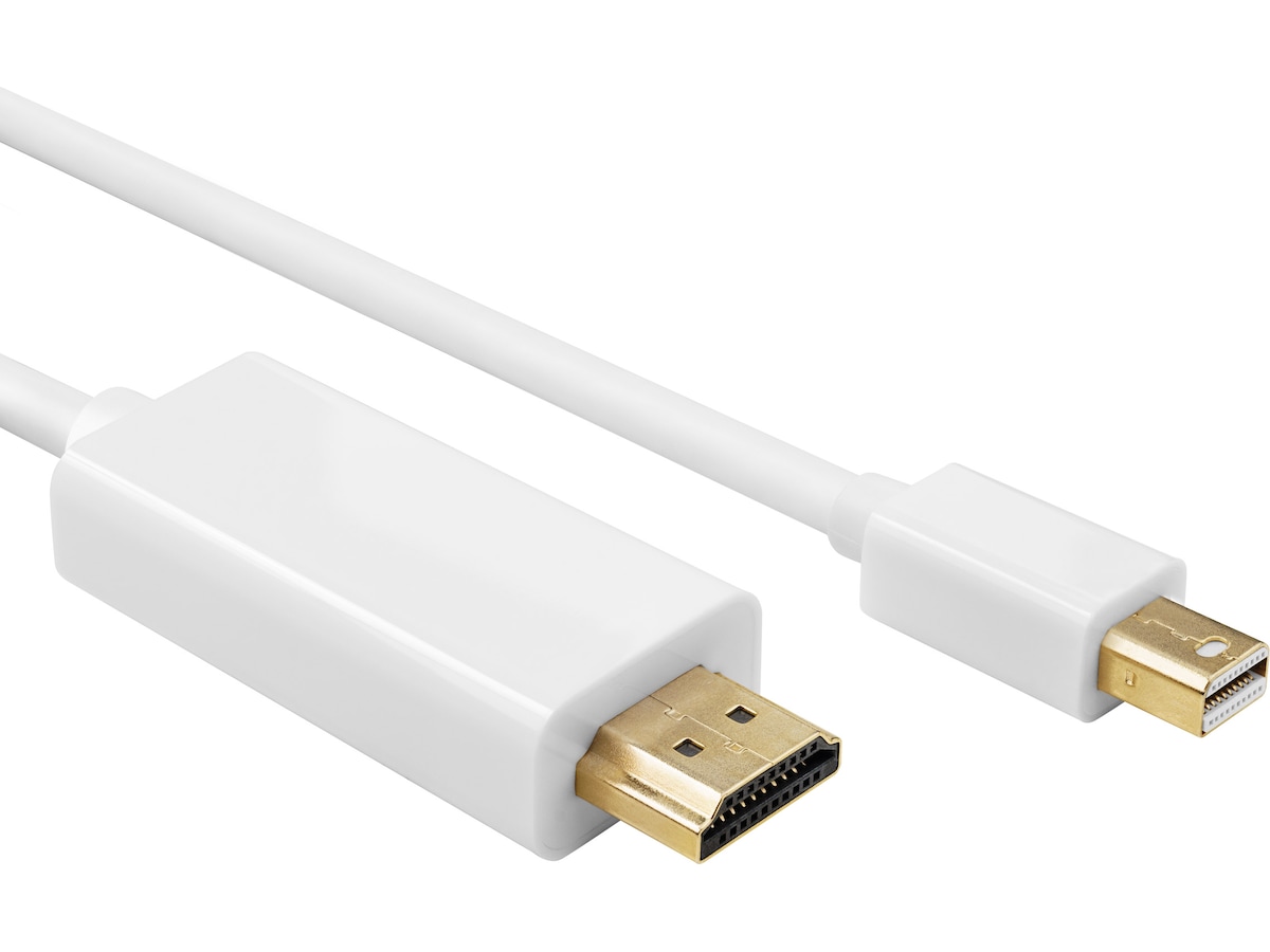 Mini DP til HDMI kabel 2m (hvid) Monitor