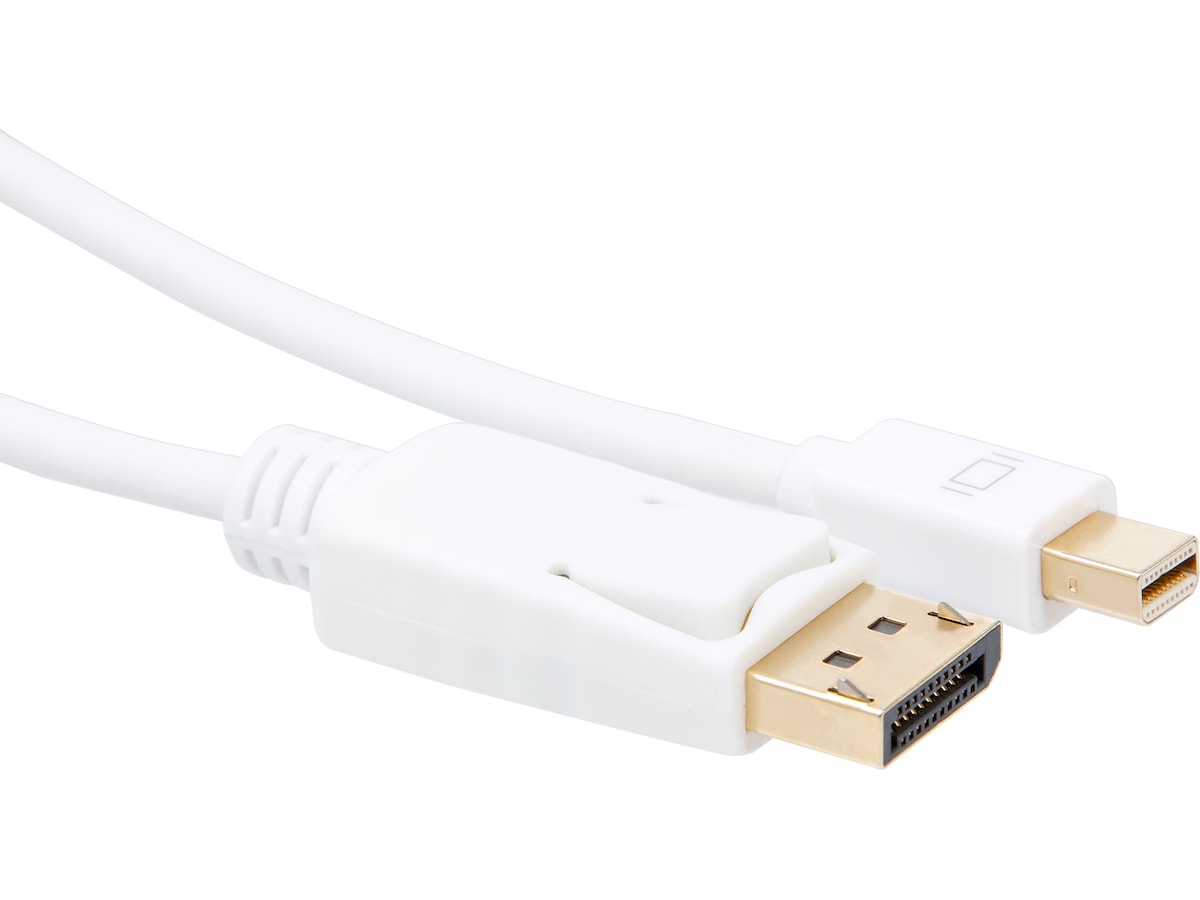 MiniDP til Displayport kabel 1m (hvid) Monitor