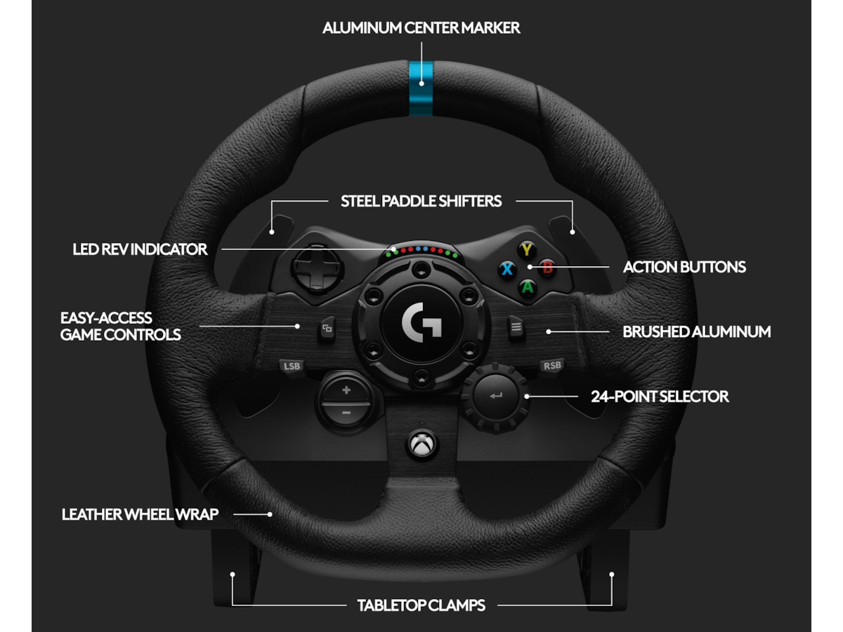 Logitech G923 Driving Force Racing XBX/XBS/XB1 Rat og pedaler