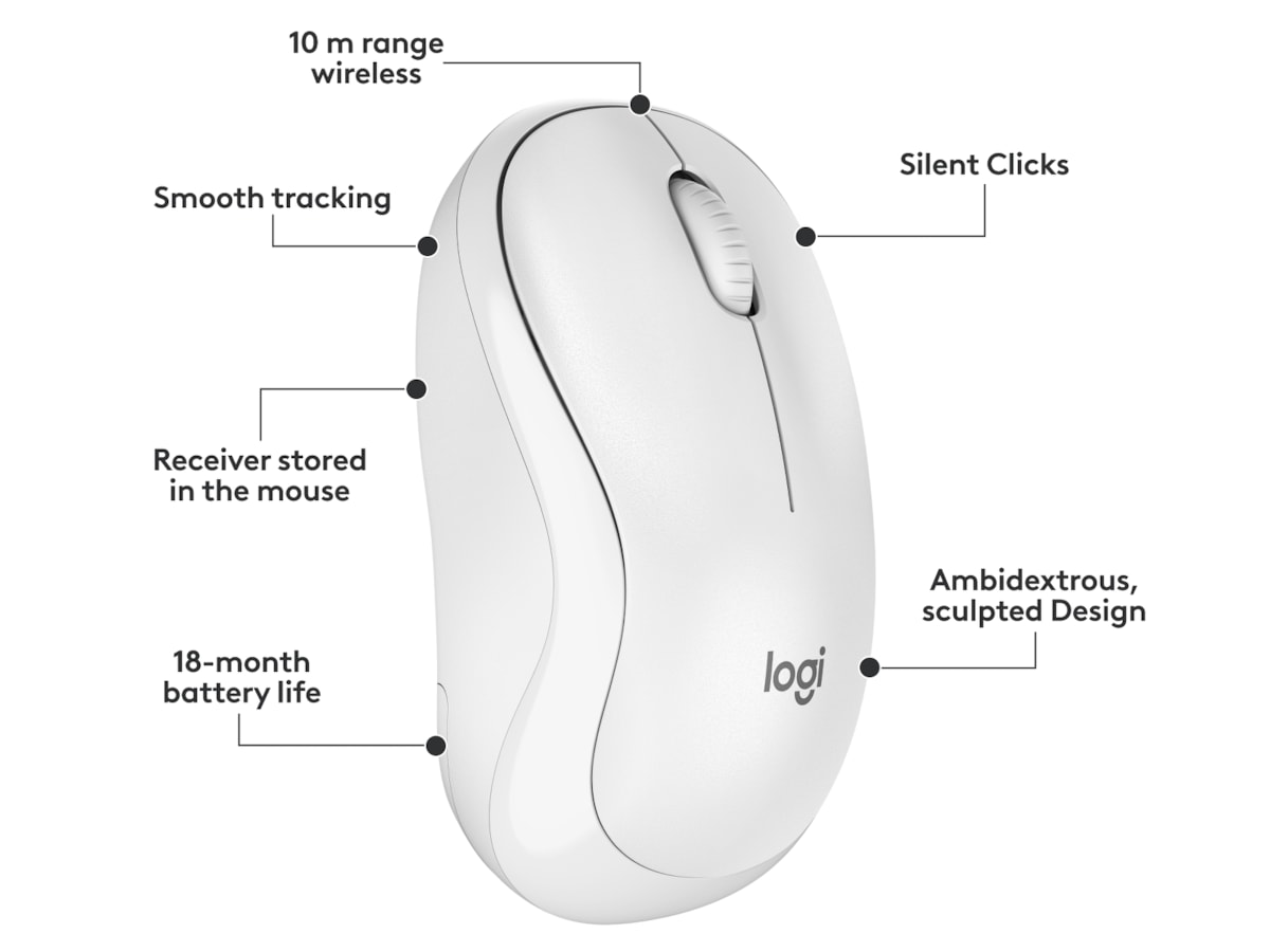 Logitech MK295 Silent Wireless Combo tastatur og mus (hvid) Mus & keyboards -kombinasjonspakker