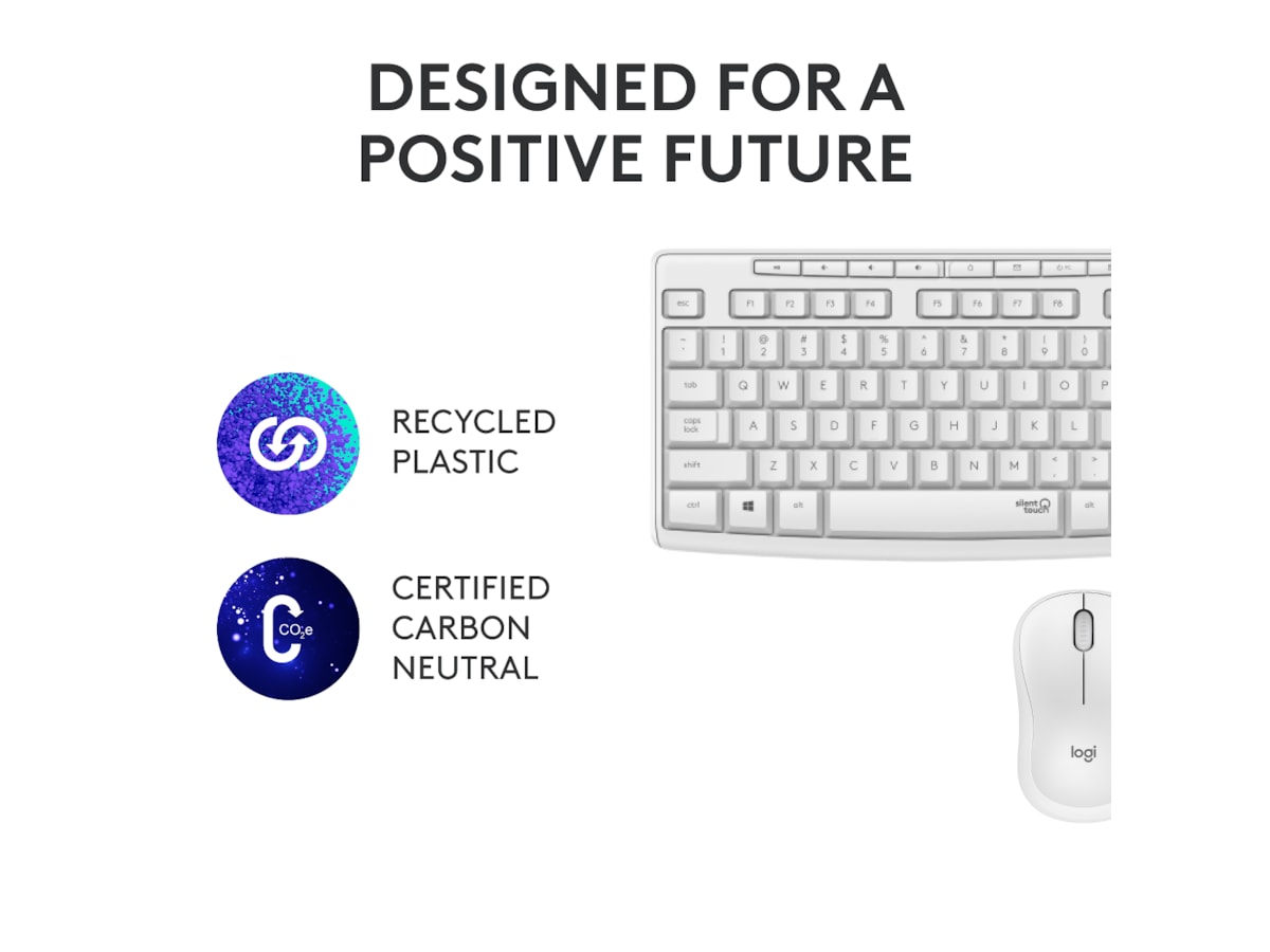 Logitech MK295 Silent Wireless Combo tastatur og mus (hvid) Mus & keyboards -kombinasjonspakker