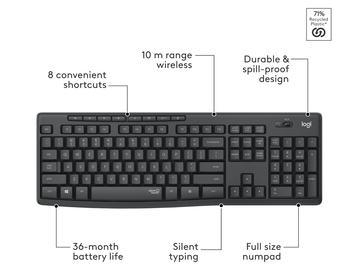 Logitech MK295 Silent Wireless Combo - GRAPHITE Mus & keyboards -kombinasjonspakker