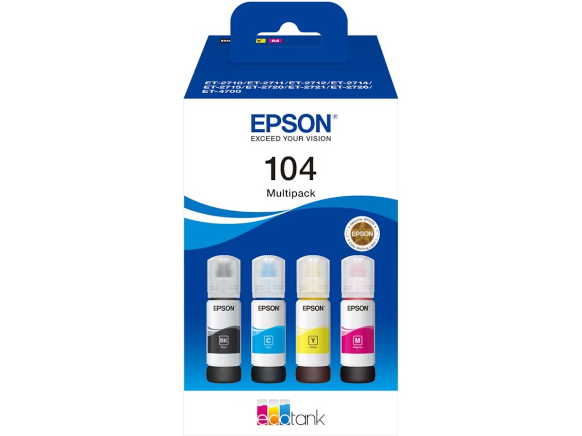 Epson Blæk 104 EcoTank 4-colour Multipack Blækpatroner