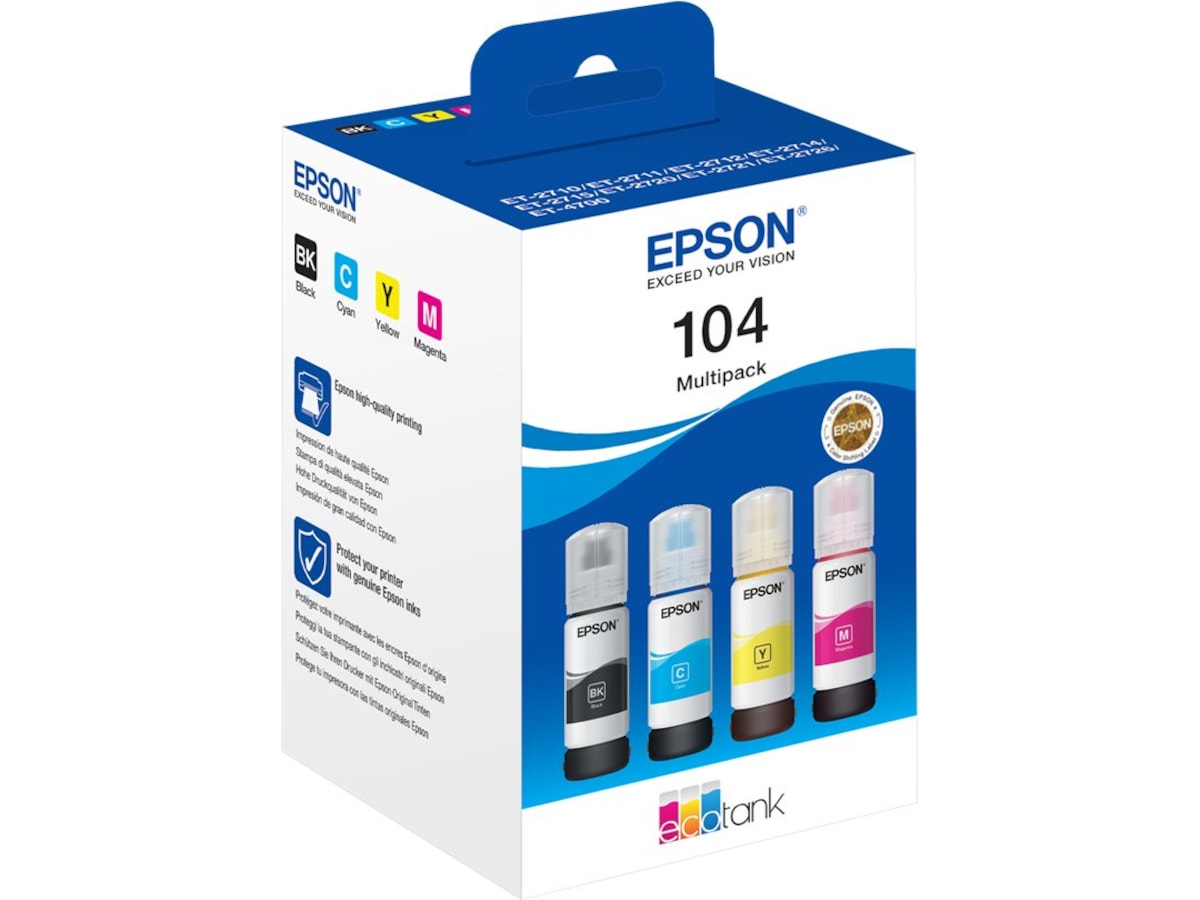 Epson Blæk 104 EcoTank 4-colour Multipack Blækpatroner