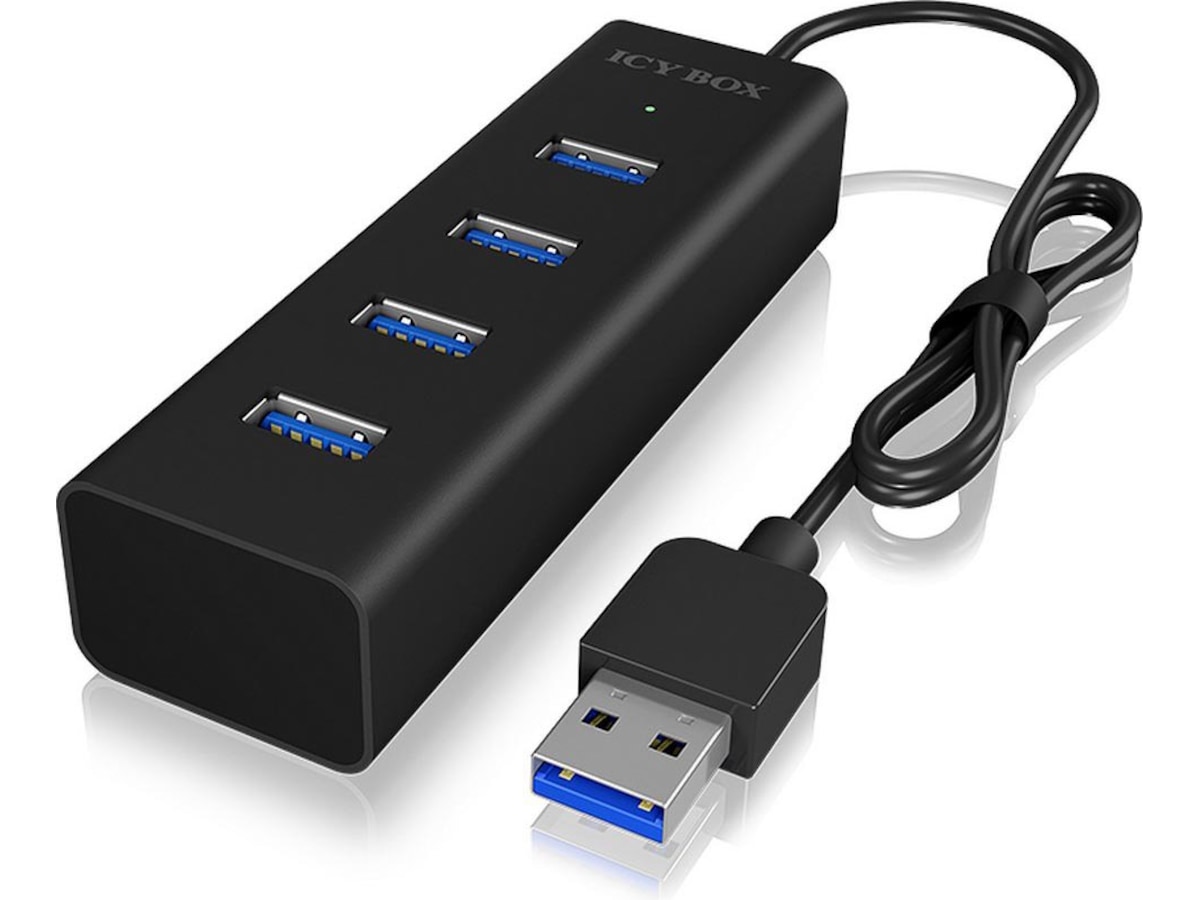 Icy Box USB 3.0 Type-A 4-port hub, IB-HUB1409-U3 Dockingstation og USB-hub