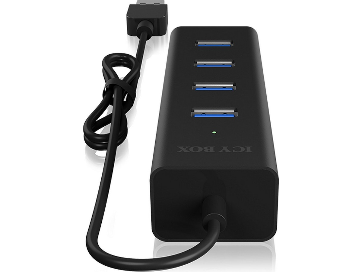 Icy Box USB 3.0 Type-A 4-port hub, IB-HUB1409-U3 Dockingstation og USB-hub
