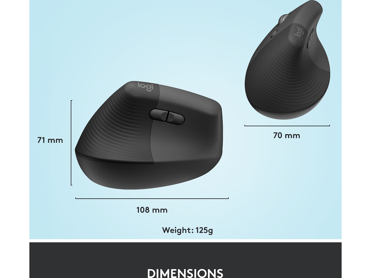 Logitech Lift Vertikal Venstre mus (graphite) Mus