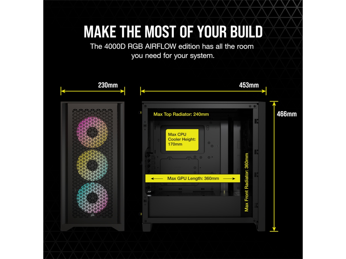 Corsair iCUE 4000D RGB Airflow Mid-Tower (sort) Midi Tower