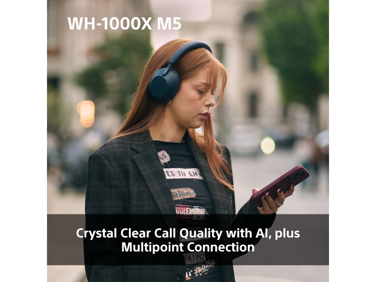 Sony WH-1000XM5 Trådløse høretelefoner, Over-Ear (blå) Høretelefoner