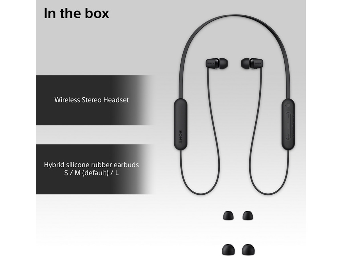 Sony WI-C100 Trådløse Høretelefoner, Earbuds (sort) In-ear høretelefoner