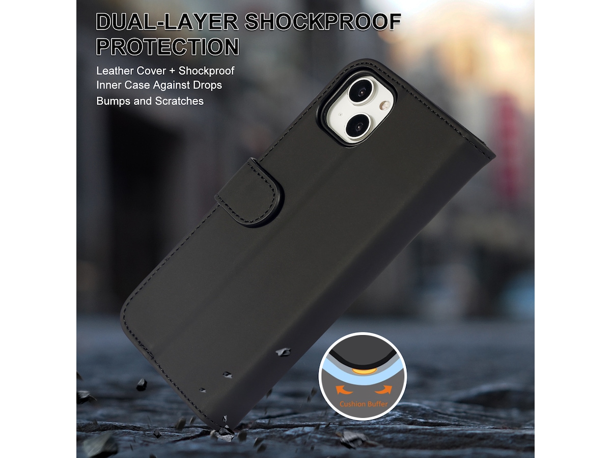 iiglo iPhone 15 Plus Wallet cover (sort) Mobilcover