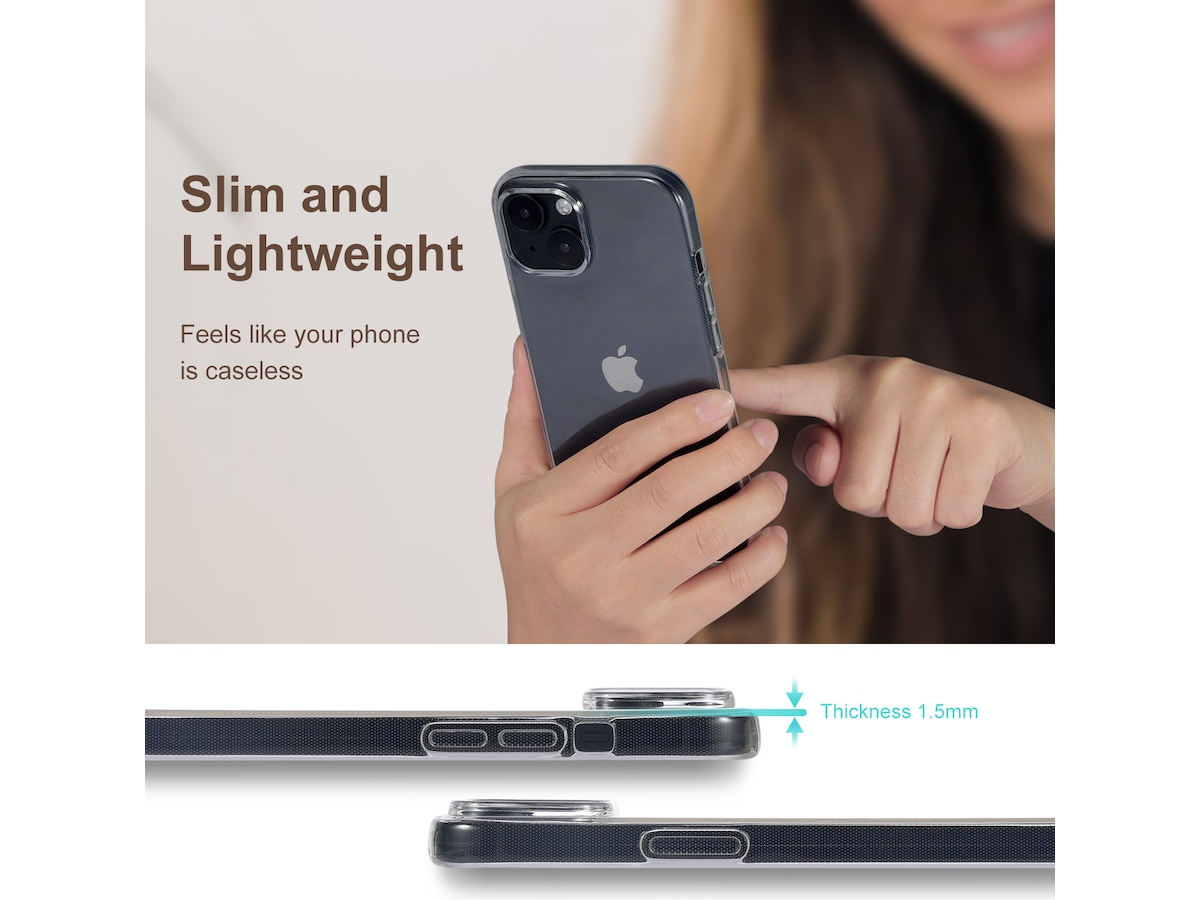 iiglo iPhone 15 / 14 Silikone cover (gennemsigtig) Mobilcover