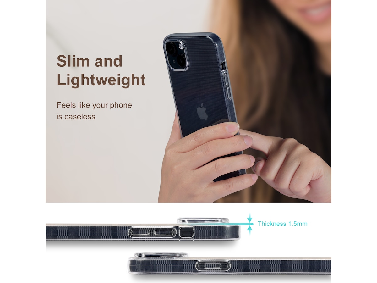 iiglo iPhone 15 Plus Silikone cover (gennemsigtig) Mobilcover