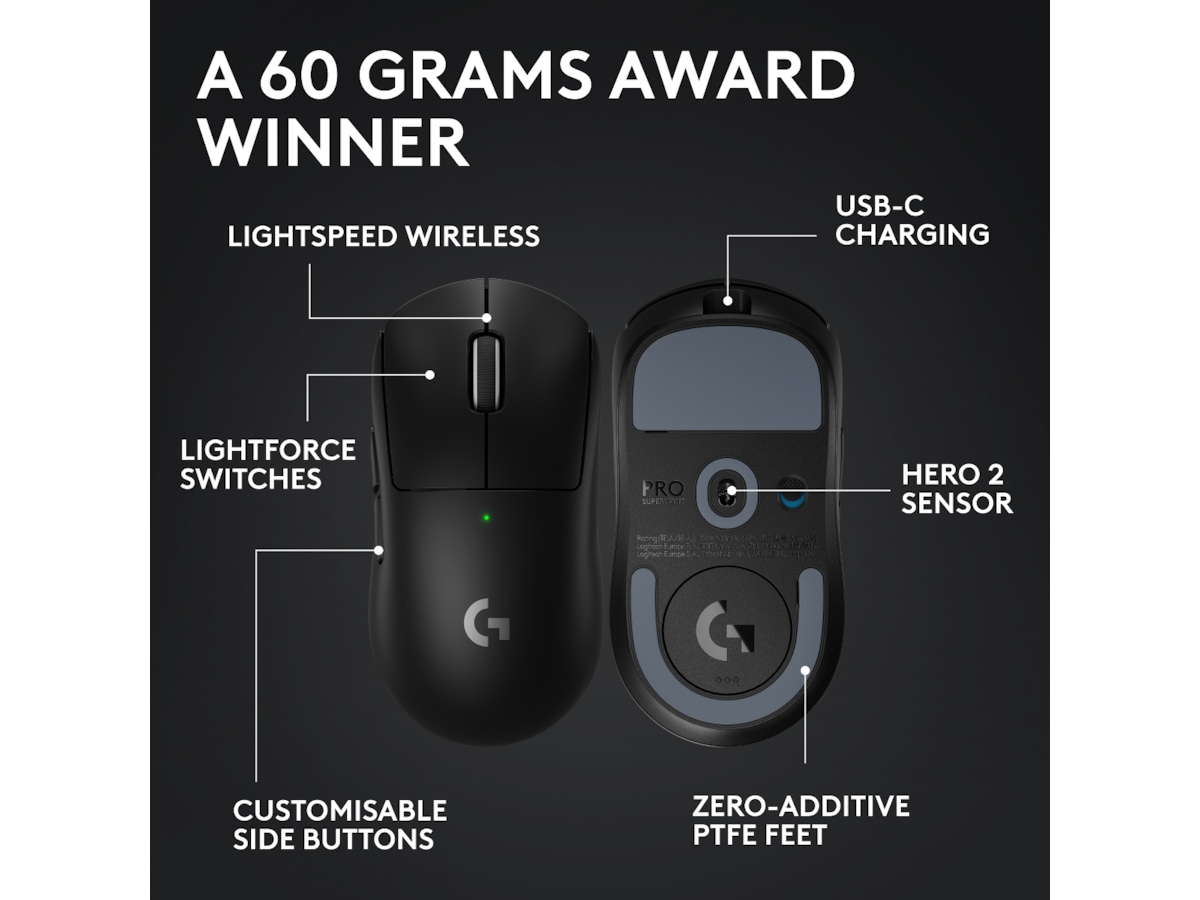 Logitech G Pro X Superlight 2 Lightspeed Trådløs Gamingmus (sort) Gamingmus