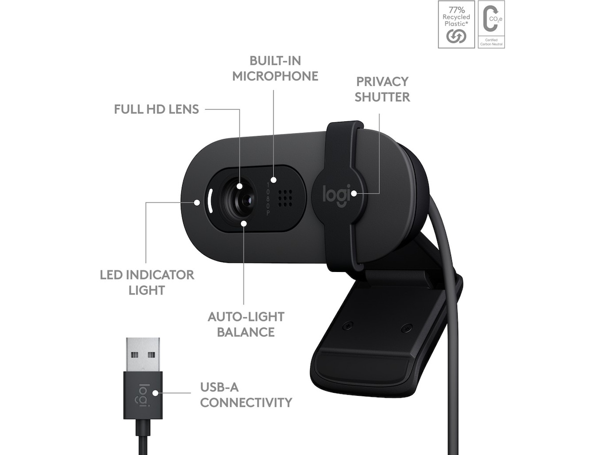 Logitech Brio 100 Full HD webkamera (graphite) Webkameraer